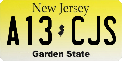 NJ license plate A13CJS