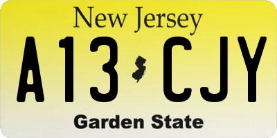 NJ license plate A13CJY
