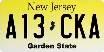 NJ license plate A13CKA