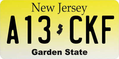 NJ license plate A13CKF