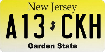 NJ license plate A13CKH