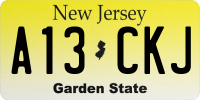 NJ license plate A13CKJ