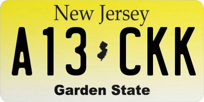NJ license plate A13CKK