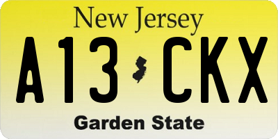 NJ license plate A13CKX