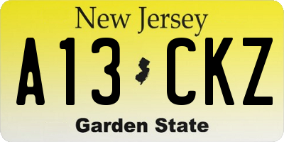 NJ license plate A13CKZ