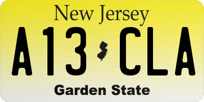 NJ license plate A13CLA