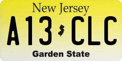 NJ license plate A13CLC