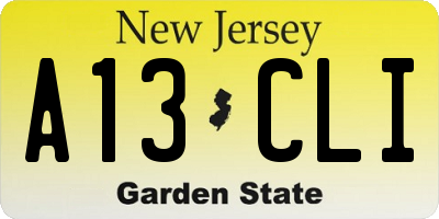NJ license plate A13CLI