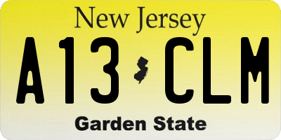 NJ license plate A13CLM