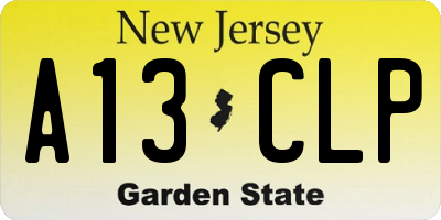NJ license plate A13CLP