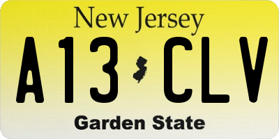 NJ license plate A13CLV