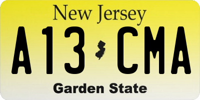 NJ license plate A13CMA