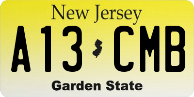 NJ license plate A13CMB