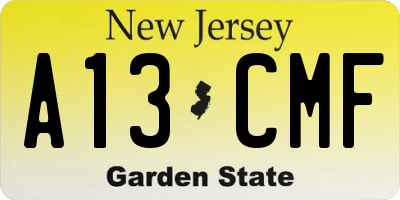 NJ license plate A13CMF