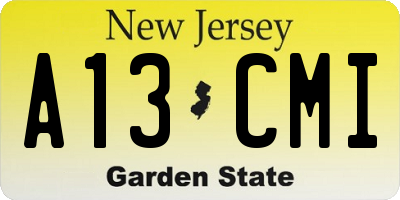 NJ license plate A13CMI