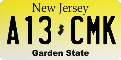 NJ license plate A13CMK