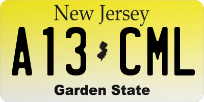 NJ license plate A13CML