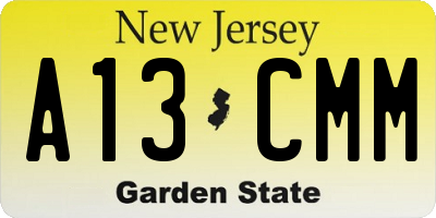 NJ license plate A13CMM