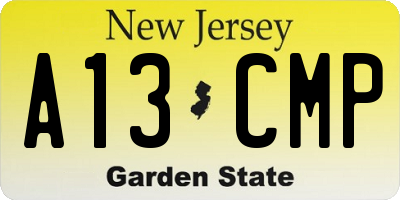 NJ license plate A13CMP