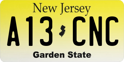 NJ license plate A13CNC