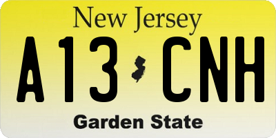 NJ license plate A13CNH