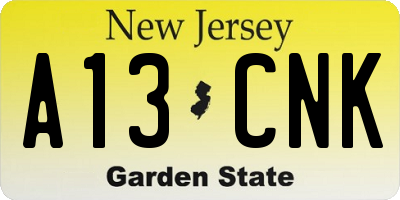 NJ license plate A13CNK