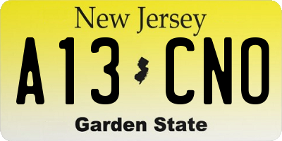NJ license plate A13CNO