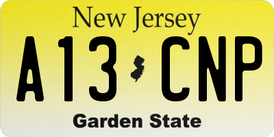 NJ license plate A13CNP
