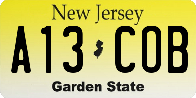 NJ license plate A13COB