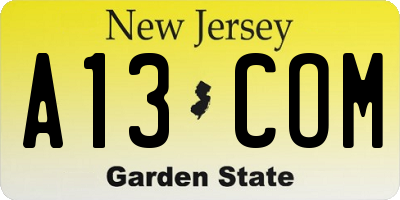 NJ license plate A13COM