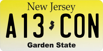NJ license plate A13CON