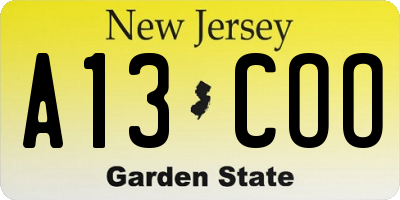 NJ license plate A13COO