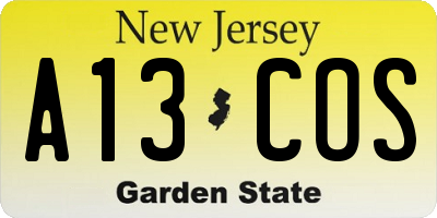 NJ license plate A13COS