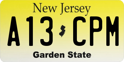 NJ license plate A13CPM