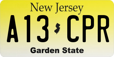 NJ license plate A13CPR