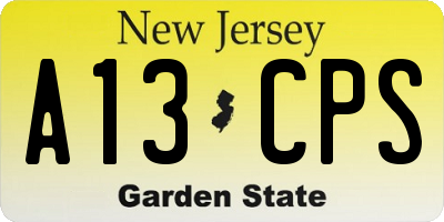 NJ license plate A13CPS