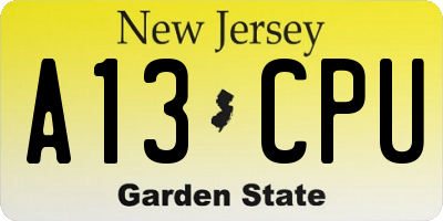 NJ license plate A13CPU