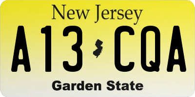 NJ license plate A13CQA