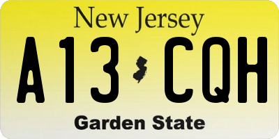NJ license plate A13CQH