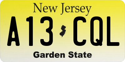 NJ license plate A13CQL