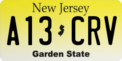 NJ license plate A13CRV