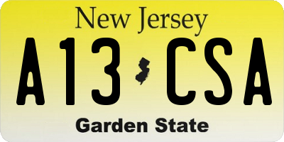 NJ license plate A13CSA