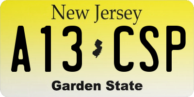 NJ license plate A13CSP