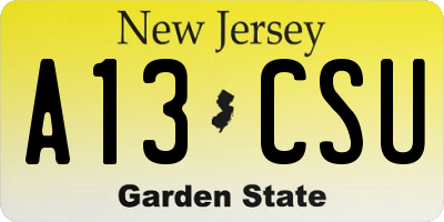 NJ license plate A13CSU