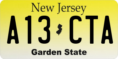 NJ license plate A13CTA