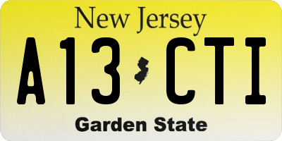 NJ license plate A13CTI