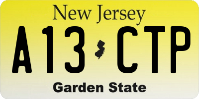 NJ license plate A13CTP