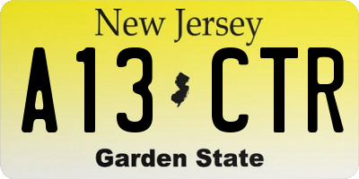 NJ license plate A13CTR