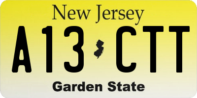 NJ license plate A13CTT