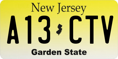 NJ license plate A13CTV